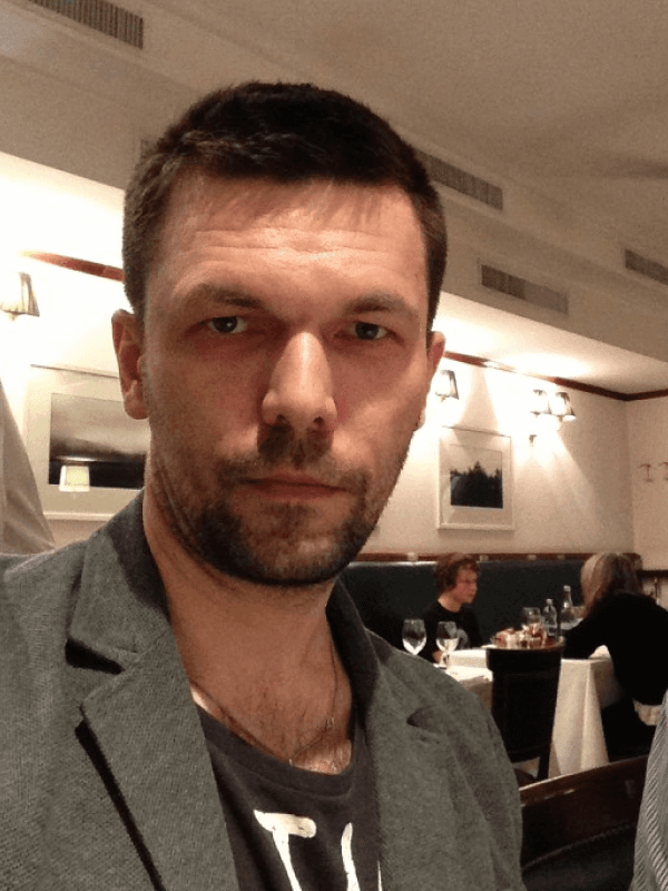 Anatolii Kirsantov, looking into the camera